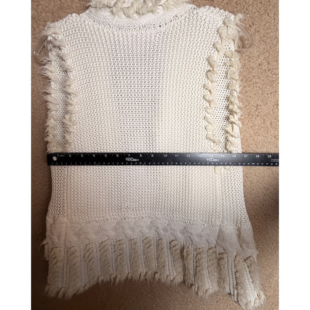 Lilly Pulitzer Sweater‎ Vest S Ivory Chunky Knit Fringe Boho Cottagecore Open - Picture 8 of 13